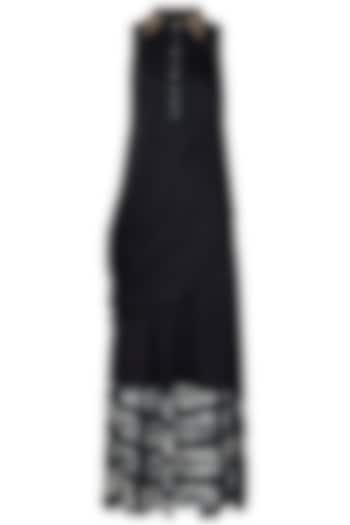 Black Drape Top With Printed Pants by Roshni Chopra