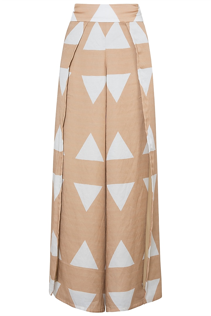 Beige Top With Flap Pants by Roshni Chopra at Pernia's Pop Up Shop