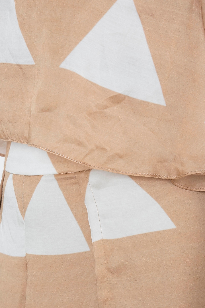 Beige Top With Flap Pants by Roshni Chopra at Pernia's Pop Up Shop