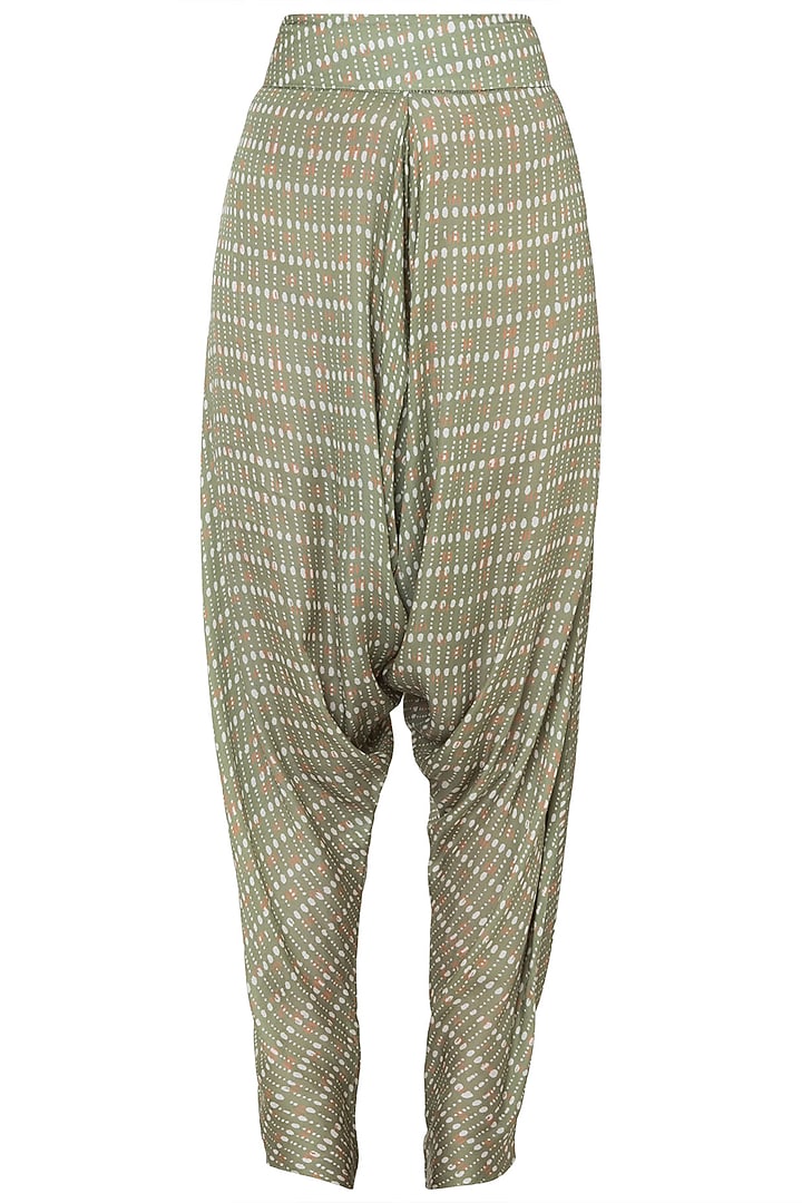 Tropical Green Drape Top & Cowl Pants by Roshni Chopra at Pernia's Pop Up Shop