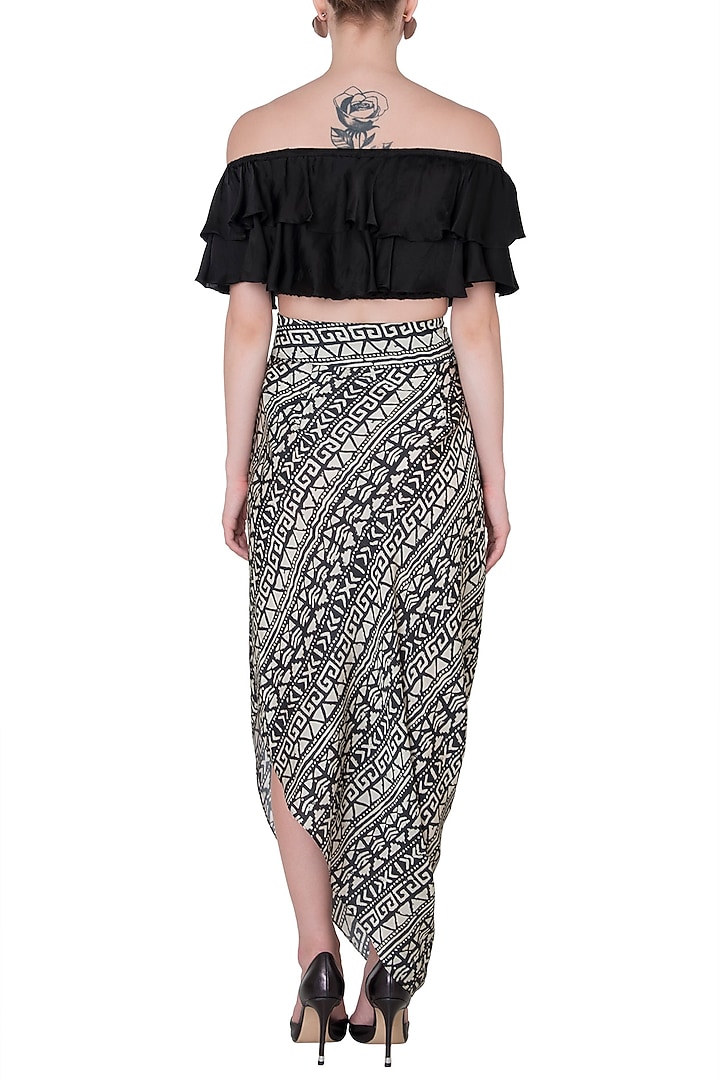 Black Off Shoulder Top With Skirt by Roshni Chopra at Pernia's Pop Up Shop