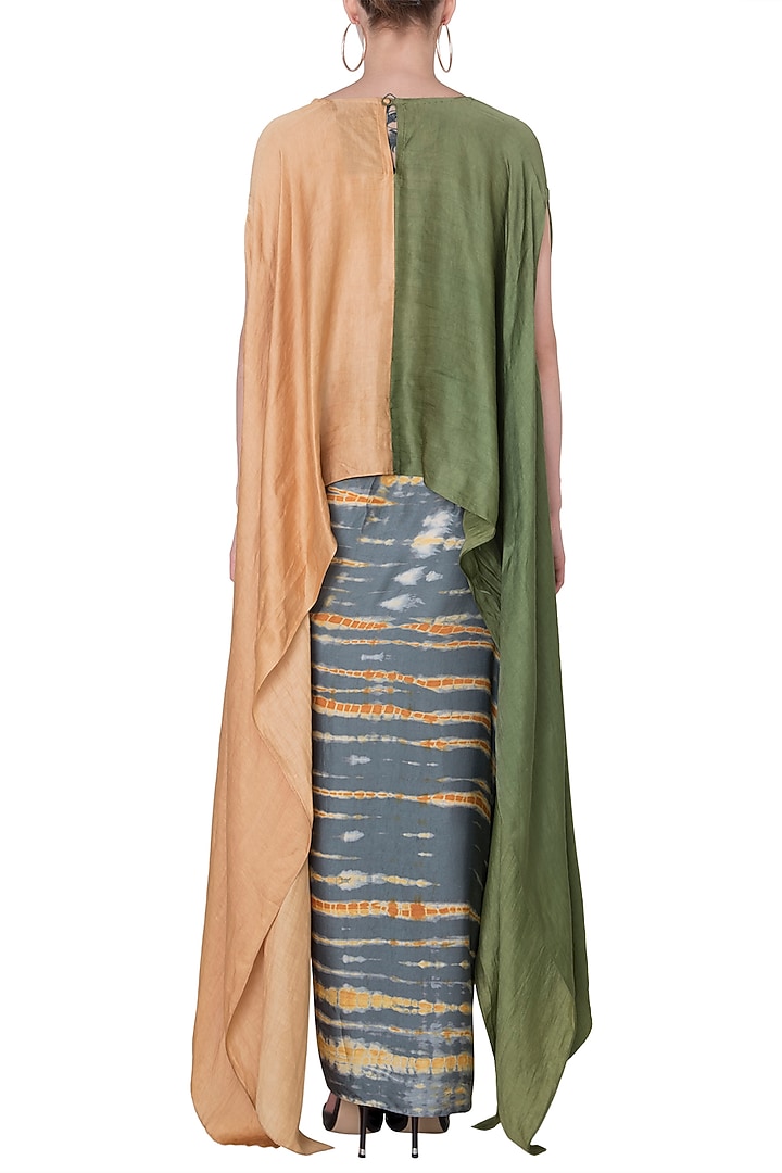 Beige & Green Kaftan Top by Roshni Chopra at Pernia's Pop Up Shop