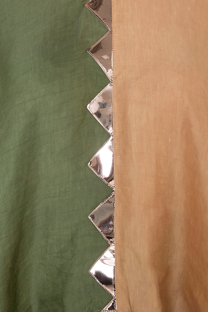 Beige & Green Kaftan Top by Roshni Chopra at Pernia's Pop Up Shop