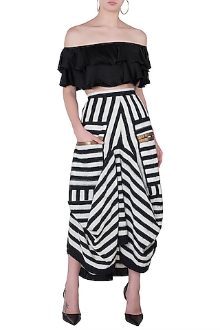 Black & White Striped Skirt by Roshni Chopra
