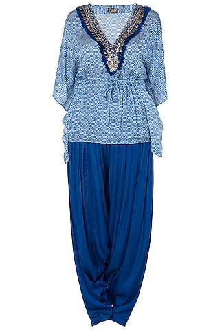 Roshni Chopra In Blue Embroidered Crop Top With White Palazzo Suit