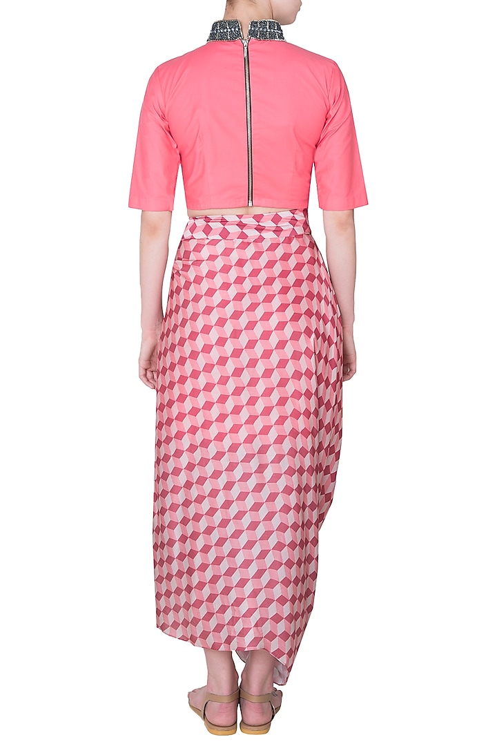 Pink Mirror Worked Crop Top by Roshni Chopra at Pernia's Pop Up Shop