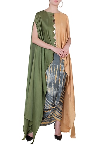 Grey Tie-Dye Wrap Skirt by Roshni Chopra
