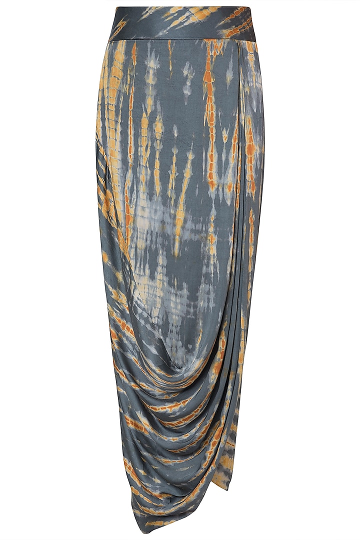 Grey Tie-Dye Wrap Skirt by Roshni Chopra