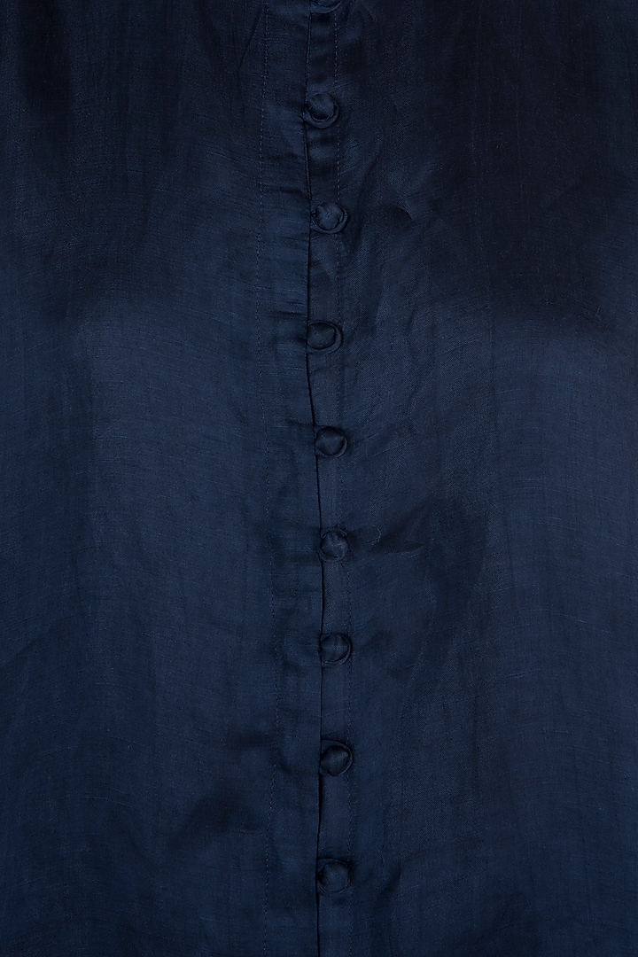 Blue embroidered boxy top with drape pants by Roshni Chopra at Pernia's Pop Up Shop
