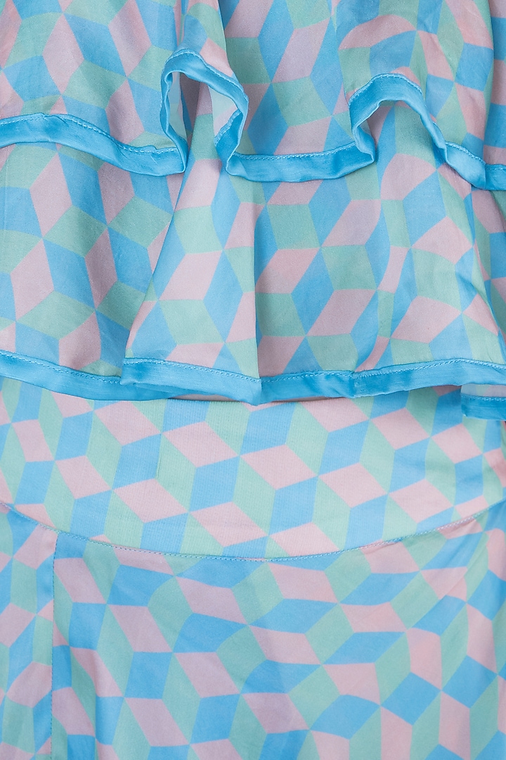 Blue Printed Draped Skirt Set by Roshni Chopra at Pernia's Pop Up Shop