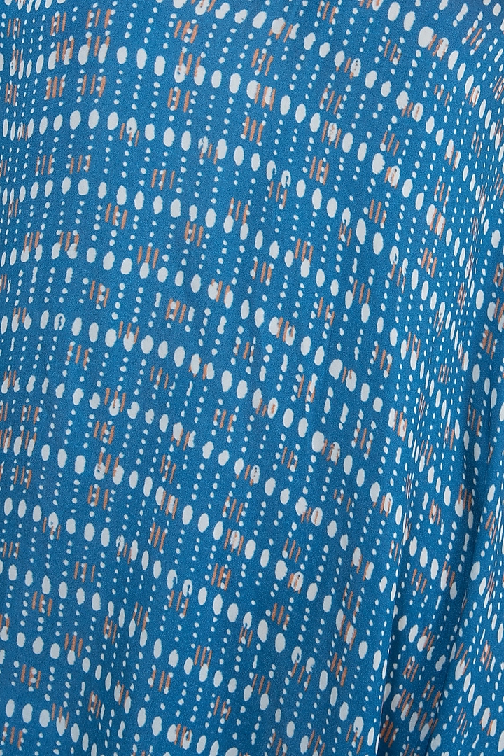 Blue printed drape cowl Summer Dress by Roshni Chopra at Pernia's Pop Up Shop