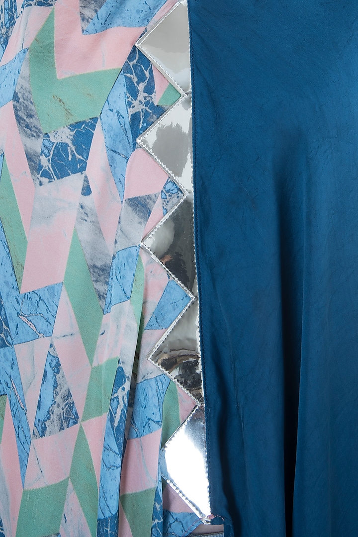Dark blue printed kaftan top by Roshni Chopra at Pernia's Pop Up Shop