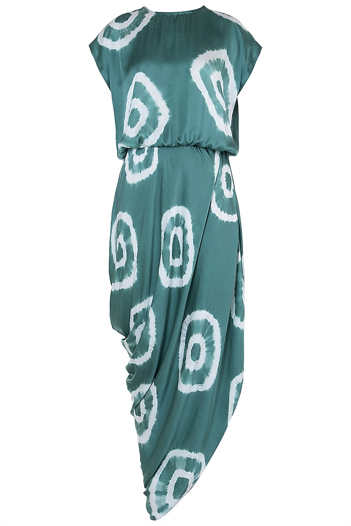 Green tie dye drape dress by Roshni Chopra