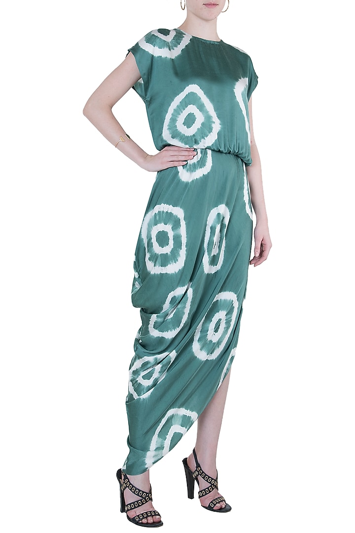Green tie dye drape Summer Dress by Roshni Chopra at Pernia's Pop Up Shop