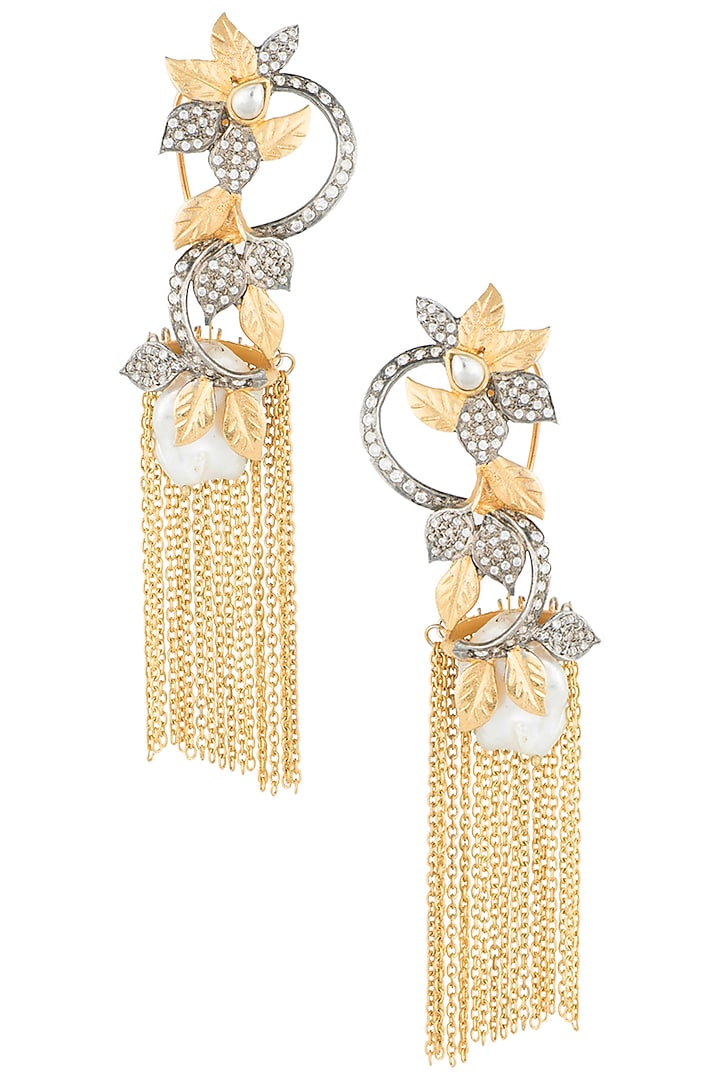 Gold and silver plated tassel earrings by Rohita and Deepa