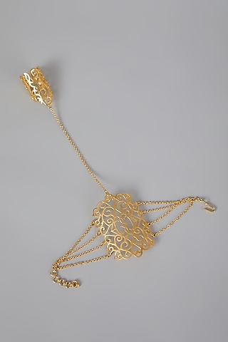 Gold Finish Hand Harness by Rohita And Deepa