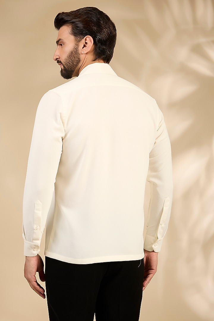 White Lachka & Armani Party Wear Shirt by Rohit Doshi at Pernia's Pop Up Shop
