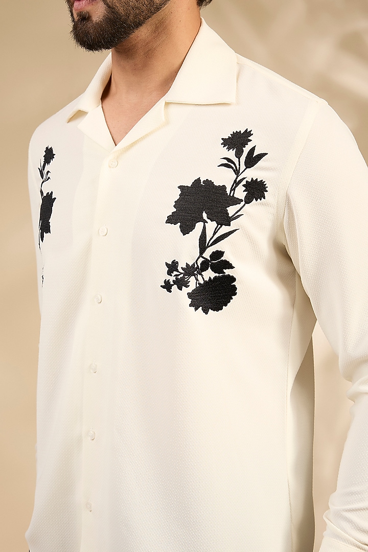 White Lachka & Armani Party Wear Shirt by Rohit Doshi at Pernia's Pop Up Shop