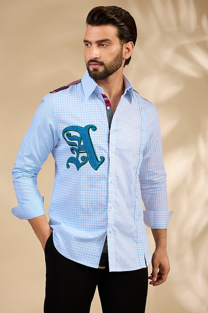 Blue Cotton Party Wear Shirt by Rohit Doshi at Pernia's Pop Up Shop