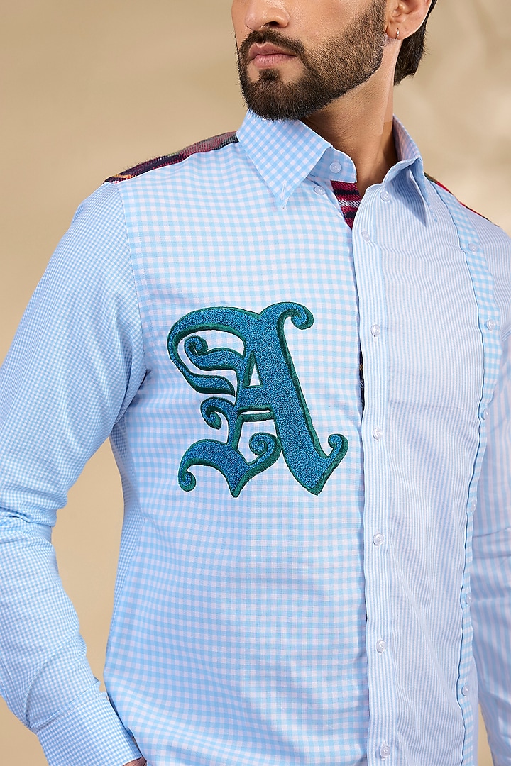 Blue Cotton Party Wear Shirt by Rohit Doshi at Pernia's Pop Up Shop