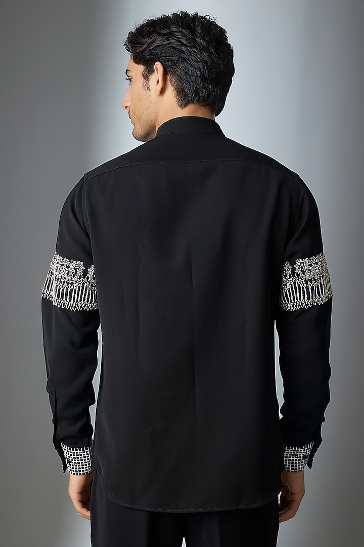Black Lachka & Armani Wedding Shirt by Rohit Doshi at Pernia's Pop Up Shop