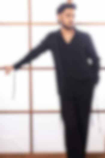 Black Polyester Party Wear Shirt by Rohit Doshi at Pernia's Pop Up Shop