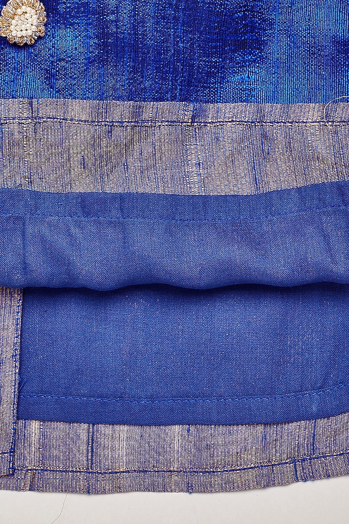 Royal Blue Embroidered Kurta Set For Boys by Roli.M at Pernia's Pop Up Shop