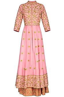 Pink Embroidered Lehenga Skirt With Jacket by Roora by Ritam at Pernia ...
