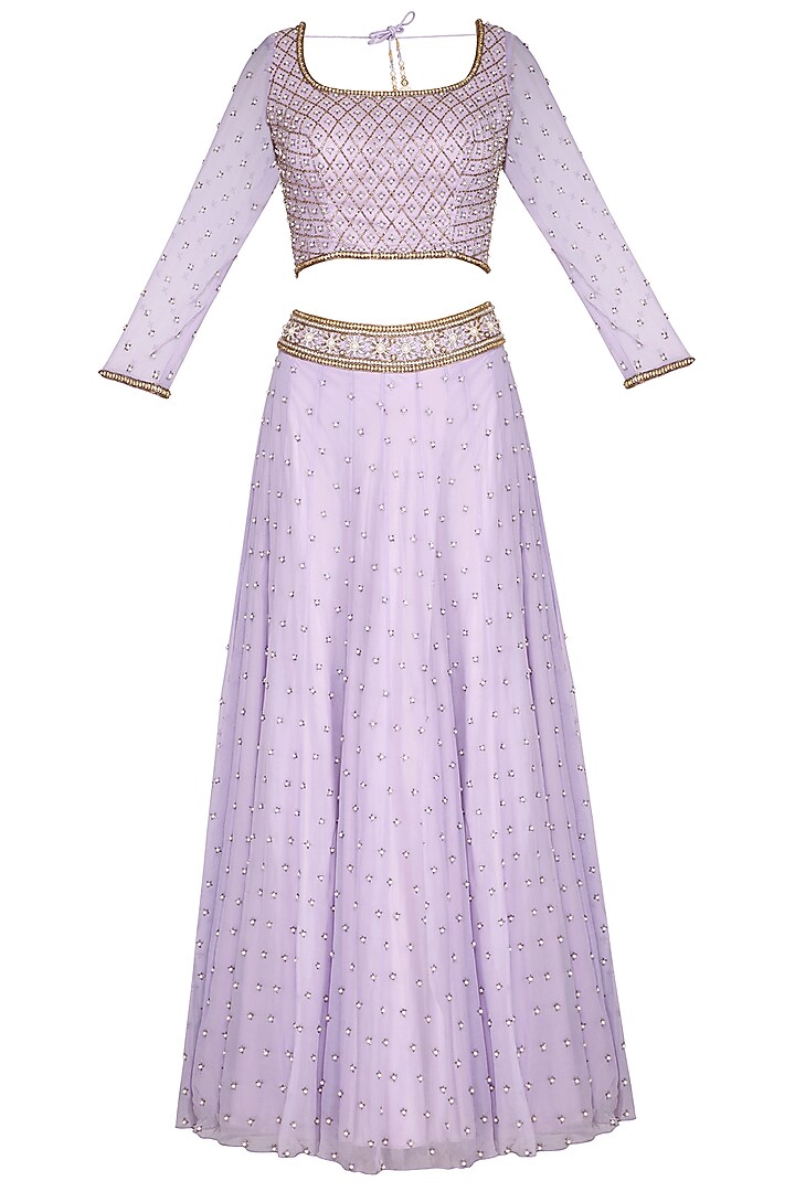 Lilac Embroidered Lehenga Set by Roora by Ritam