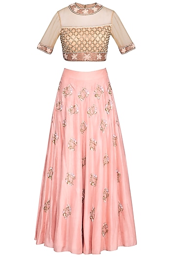 Nude Embroidered Lehenga Set Design by Roora by Ritam at Pernia's Pop ...