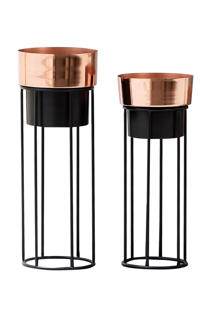 Hand Finished Rose Gold & Black Iron Planter (Set of 2) by The Decor Remedy at Pernia's Pop Up Shop