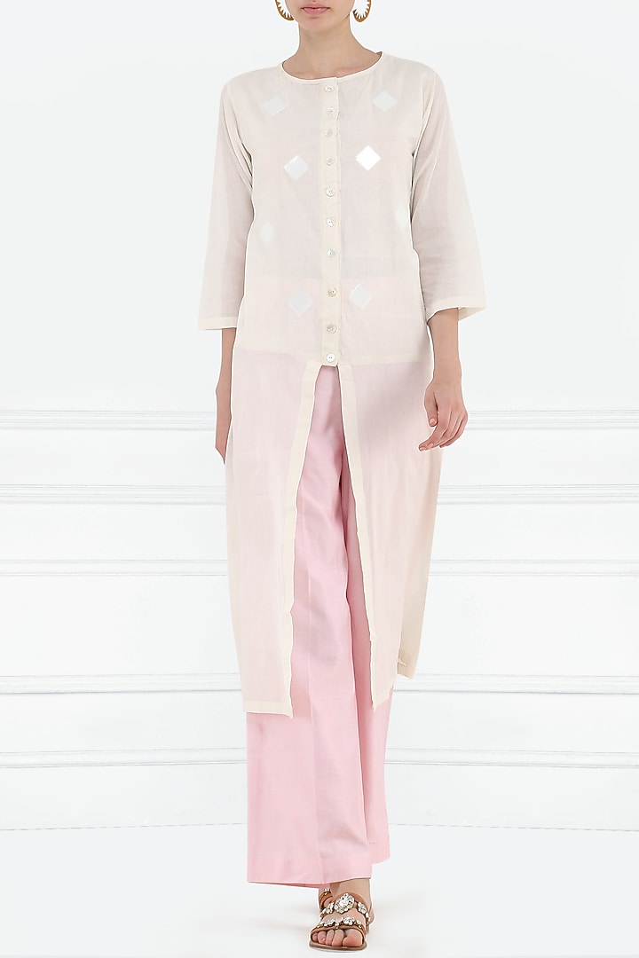 Ivory sequins detailing shirt available only at Pernia's Pop Up Shop.