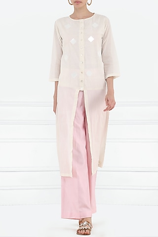 Ivory Sequins Detailing Shirt by Rouka