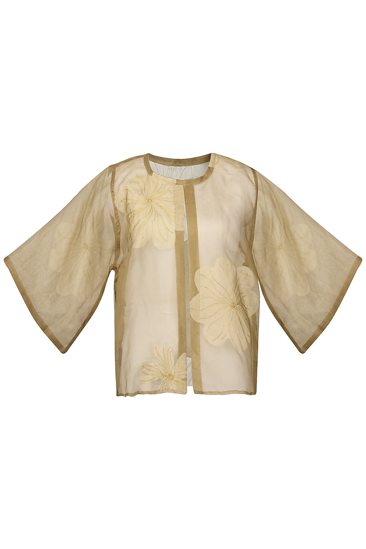 Ochre Appliqued and Embroidered Overlayer by Rouka