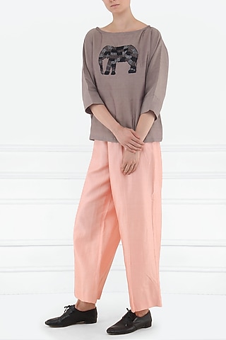 Purple Appliqued Motif Top by Rouka