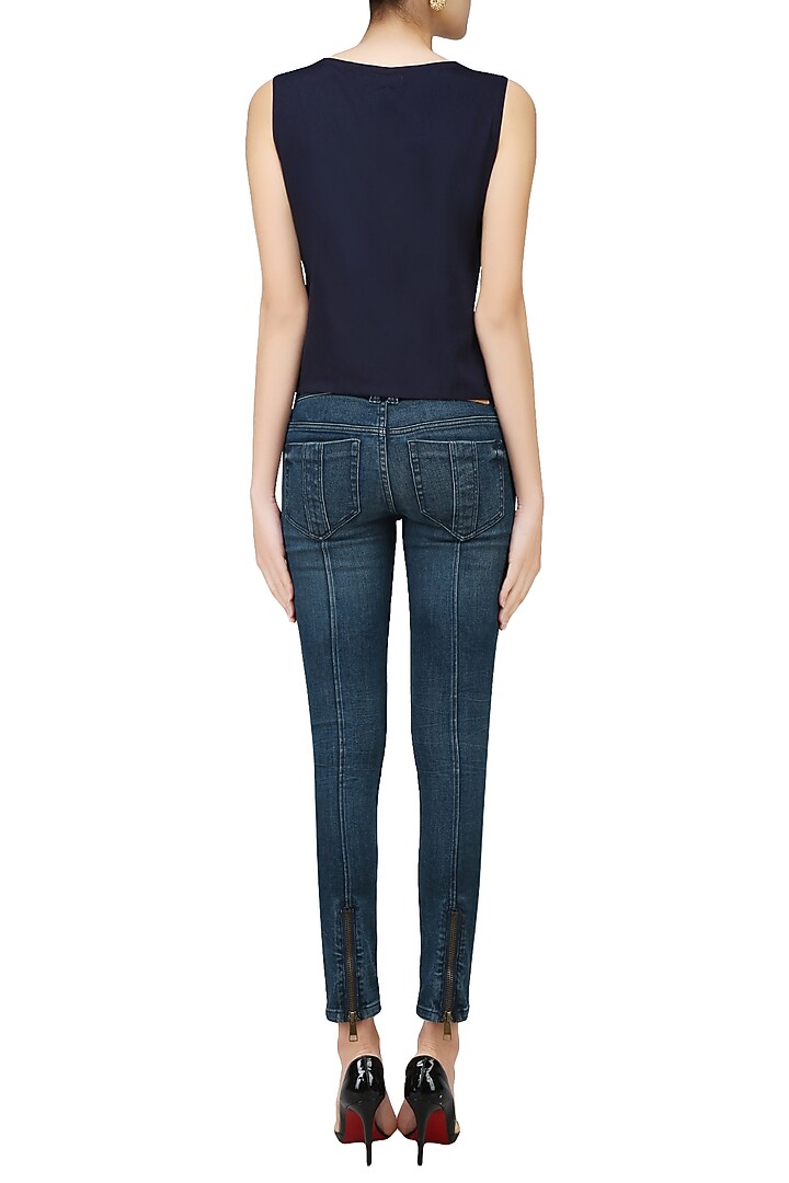 Navy blue and brick red patchwork top available only at Pernia's Pop Up Shop.