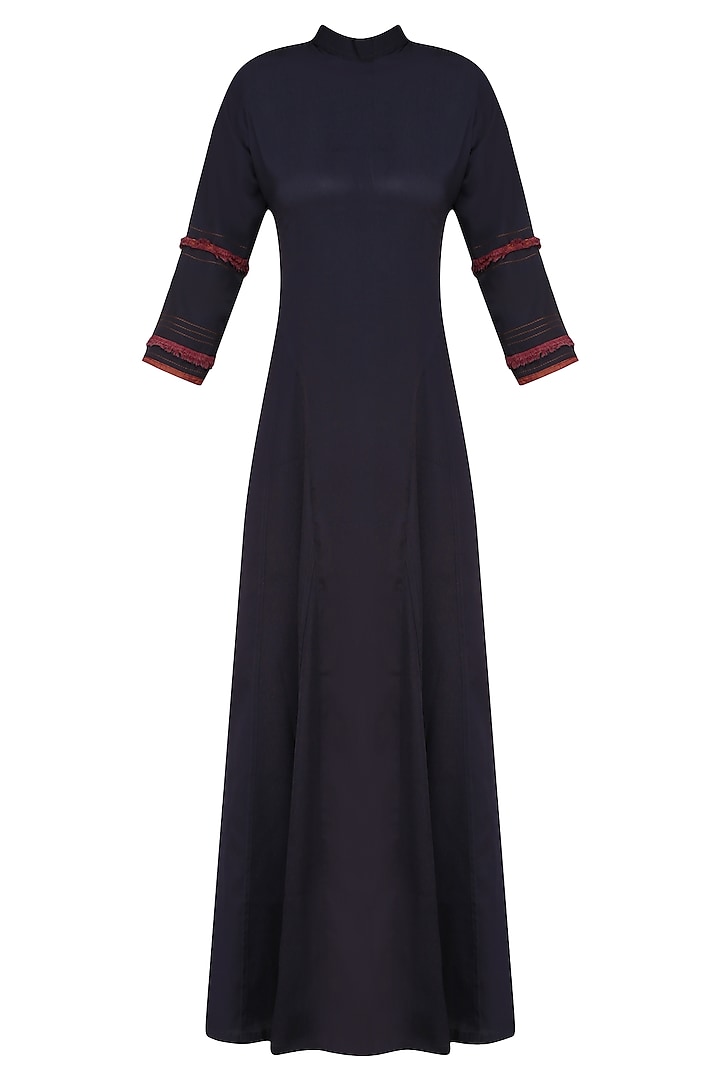 Navy blue round motif and edge detail long tunic available only at Pernia's Pop Up Shop.