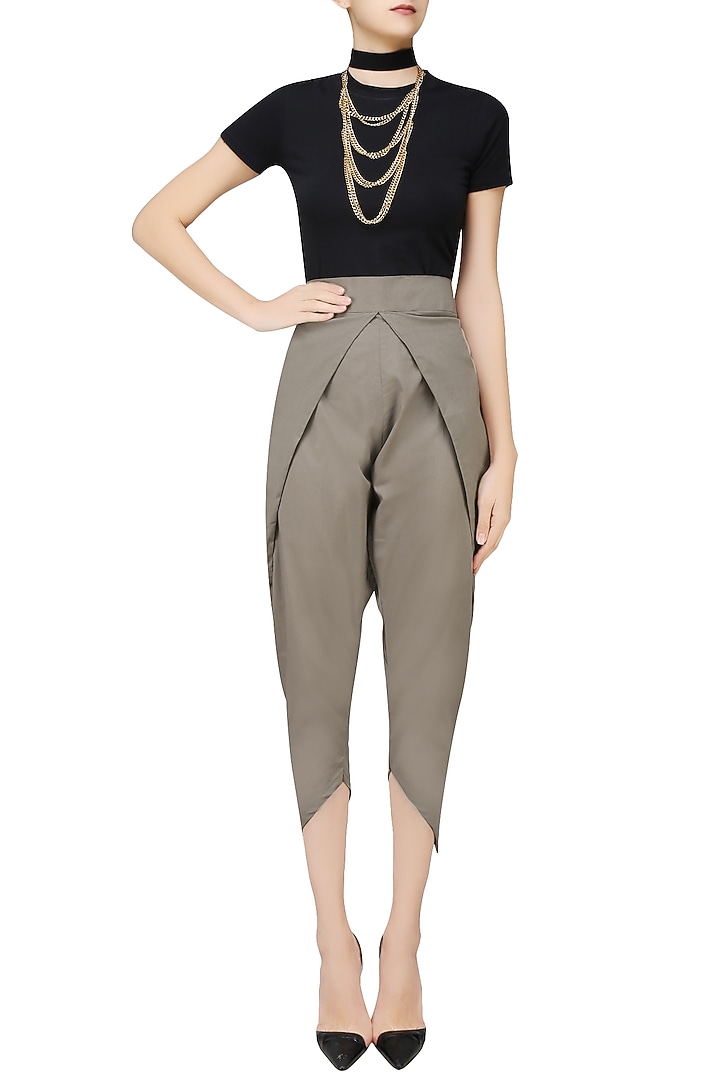 Grey pleated dhoti pants available only at Pernia's Pop Up Shop.