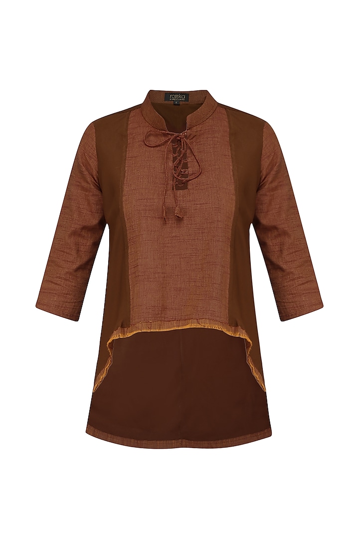 Brick Red High Low Tie Up Tunic by Rouka