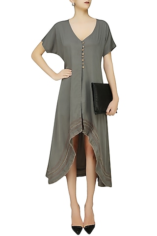 Grey High Low Reversible Jacket by Rouka