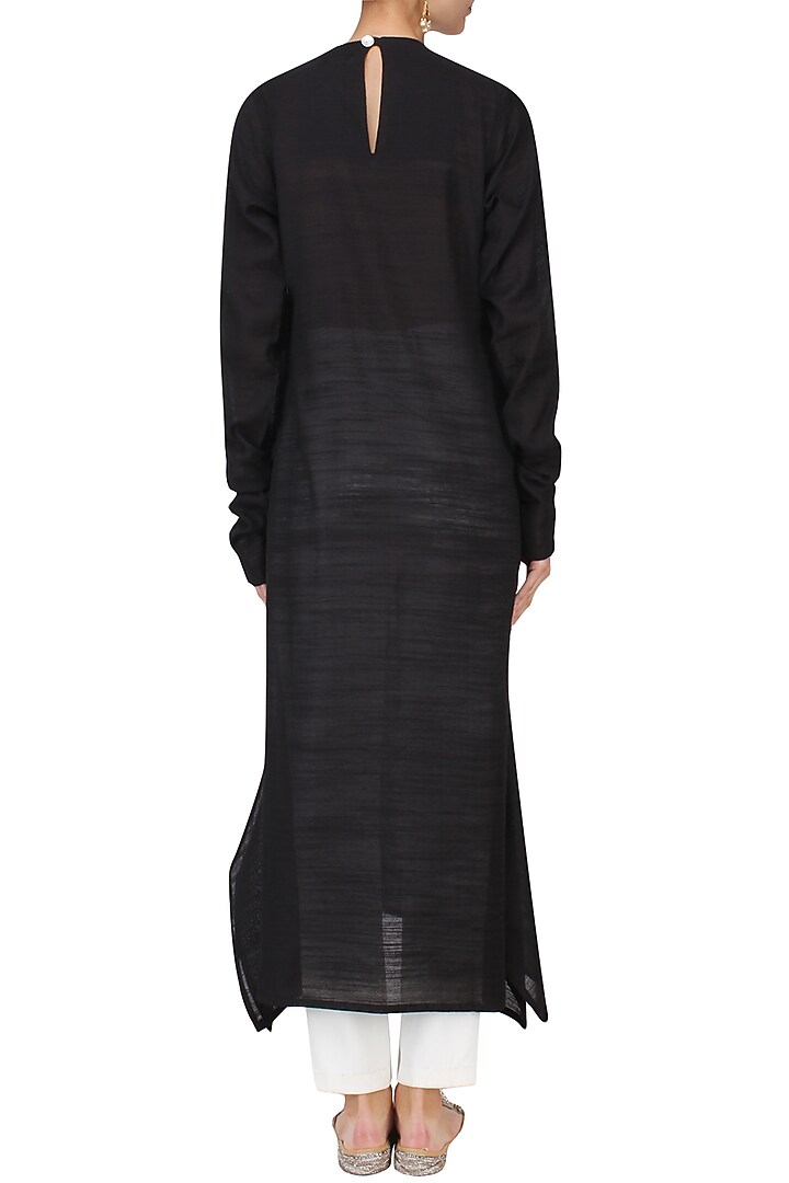 Black harp motif embroidered tunic dress available only at Pernia's Pop Up Shop.