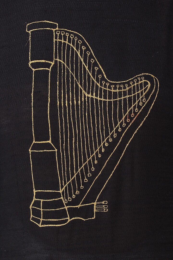 Black harp motif embroidered tunic dress available only at Pernia's Pop Up Shop.