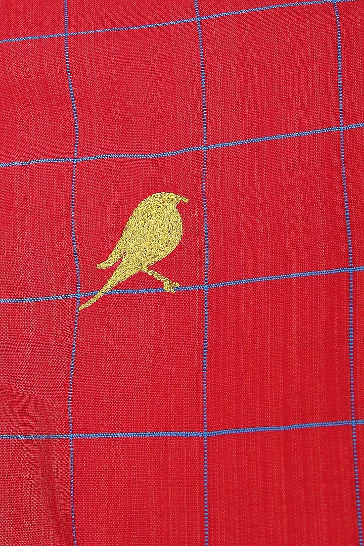 Red bird motif embroidered tunic dress available only at Pernia's Pop Up Shop.