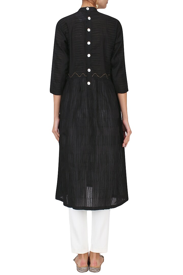 Black vintage car motif embroidered tunic dress available only at Pernia's Pop Up Shop.