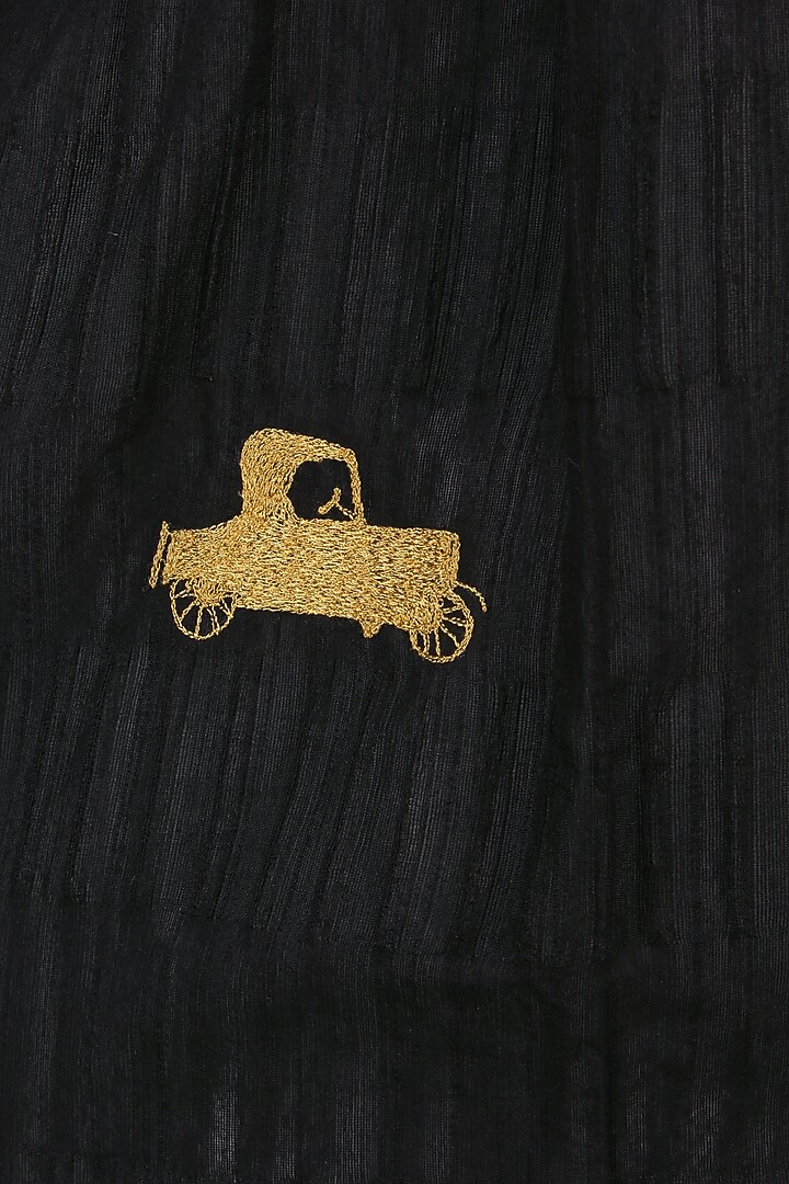 Black vintage car motif embroidered tunic dress available only at Pernia's Pop Up Shop.