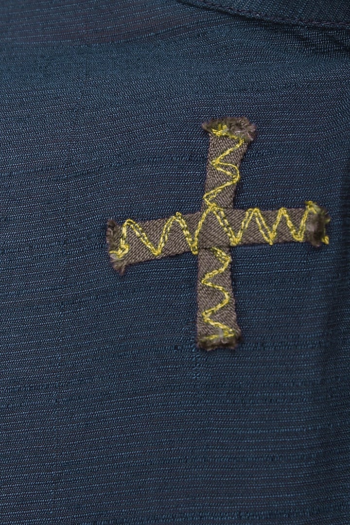 Navy blue cross motif embroidered tunic dress available only at Pernia's Pop Up Shop.