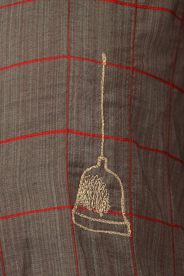 Grey bell motif embroidered tunic dress available only at Pernia's Pop Up Shop.