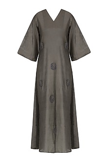 Grey polka dot motif embroidered tunic dress available only at Pernia's ...