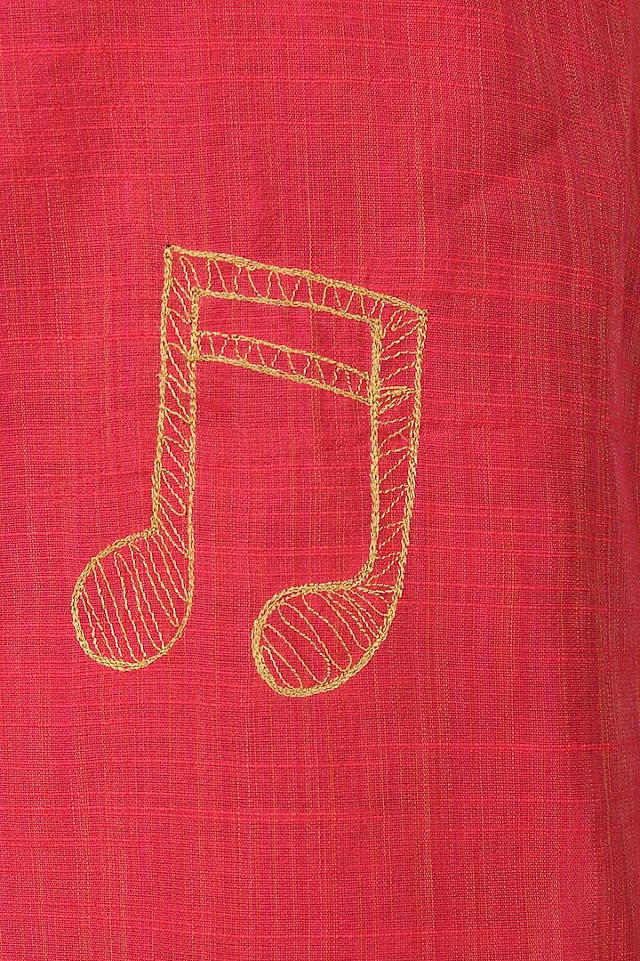 Red music notes motif embroidered tunic dress available only at Pernia's Pop Up Shop.