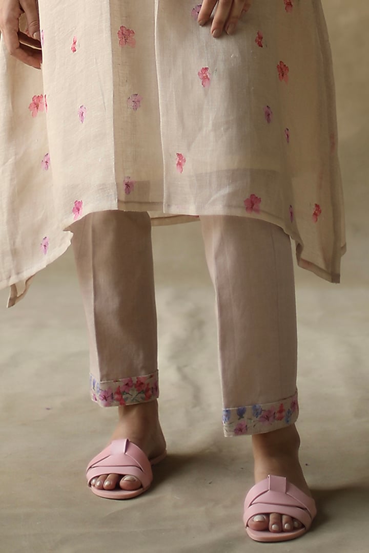 Coffee Gauze Linen Kurta Set  by Roza Pret at Pernia's Pop Up Shop
